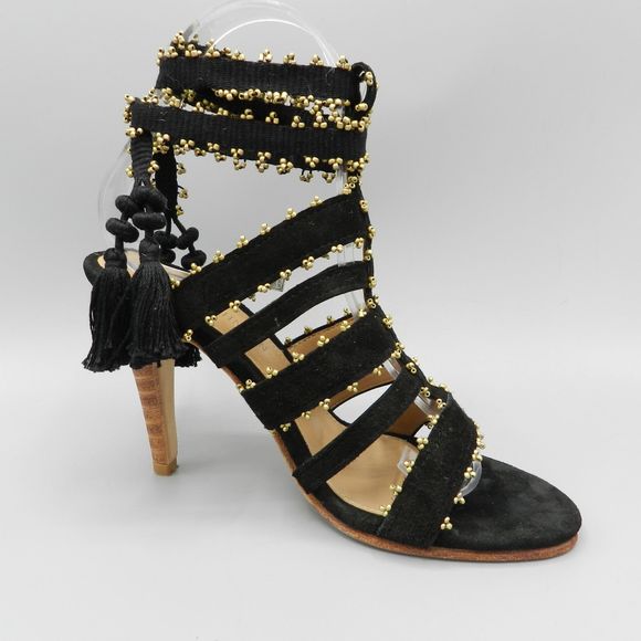 Ulla Johnson Shoes - Ulla Johnson Heels Sz 37 Sabina Black Suede Tassel